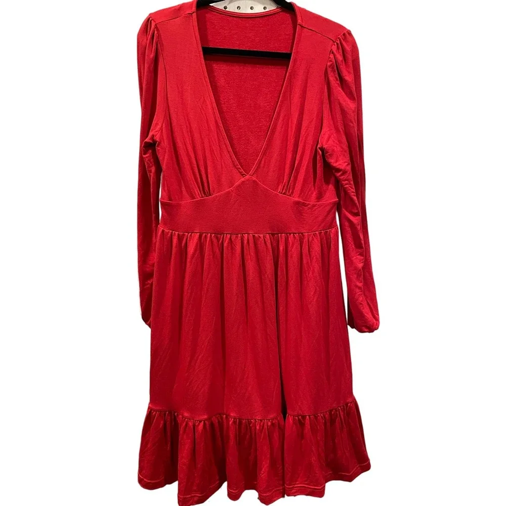 Halara / Everyday Deep V Neck Ruffled Hem Mini Dress - Picture 4 of 4